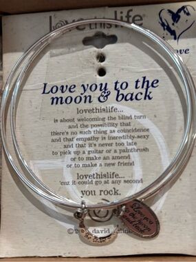 David Euliner 2016 Silver Tone 'Love You to the Moon & Back' Bangle Bracelet/s